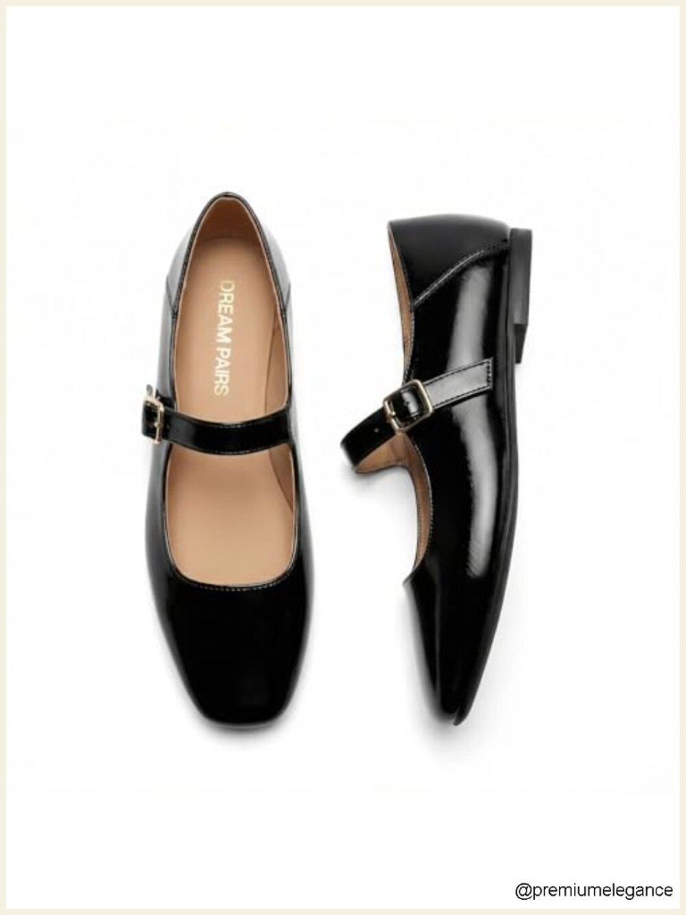 Women's Square Toe Mary Jane Flats Faux Leather Adjustable Strap Comfort